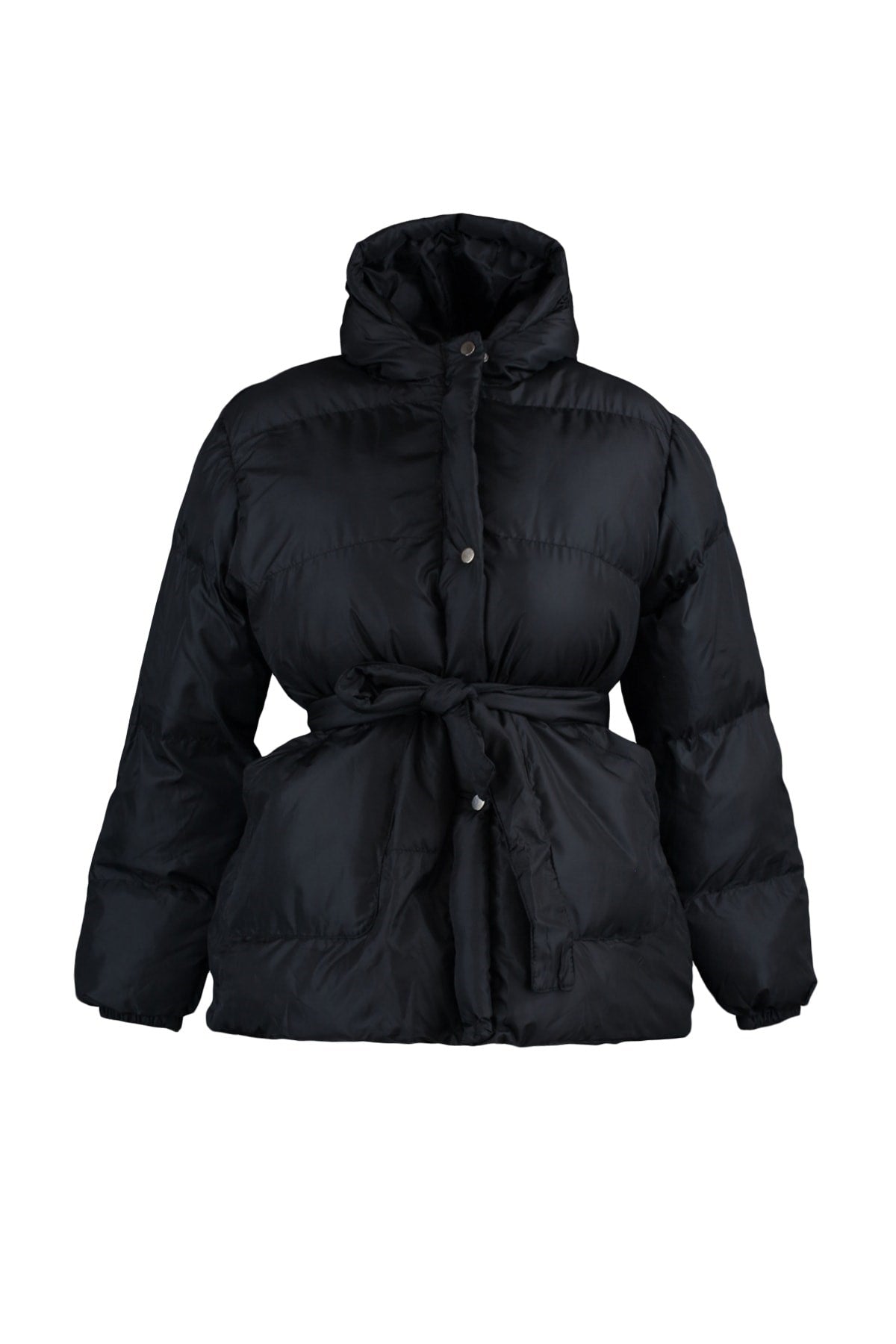 Black Belted Inflatable Coat Tbbaw23aw00009