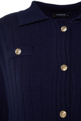 Navy Ribbed Cardigan-pants Knitwear Bottom-top Suit Tctaw24us00003