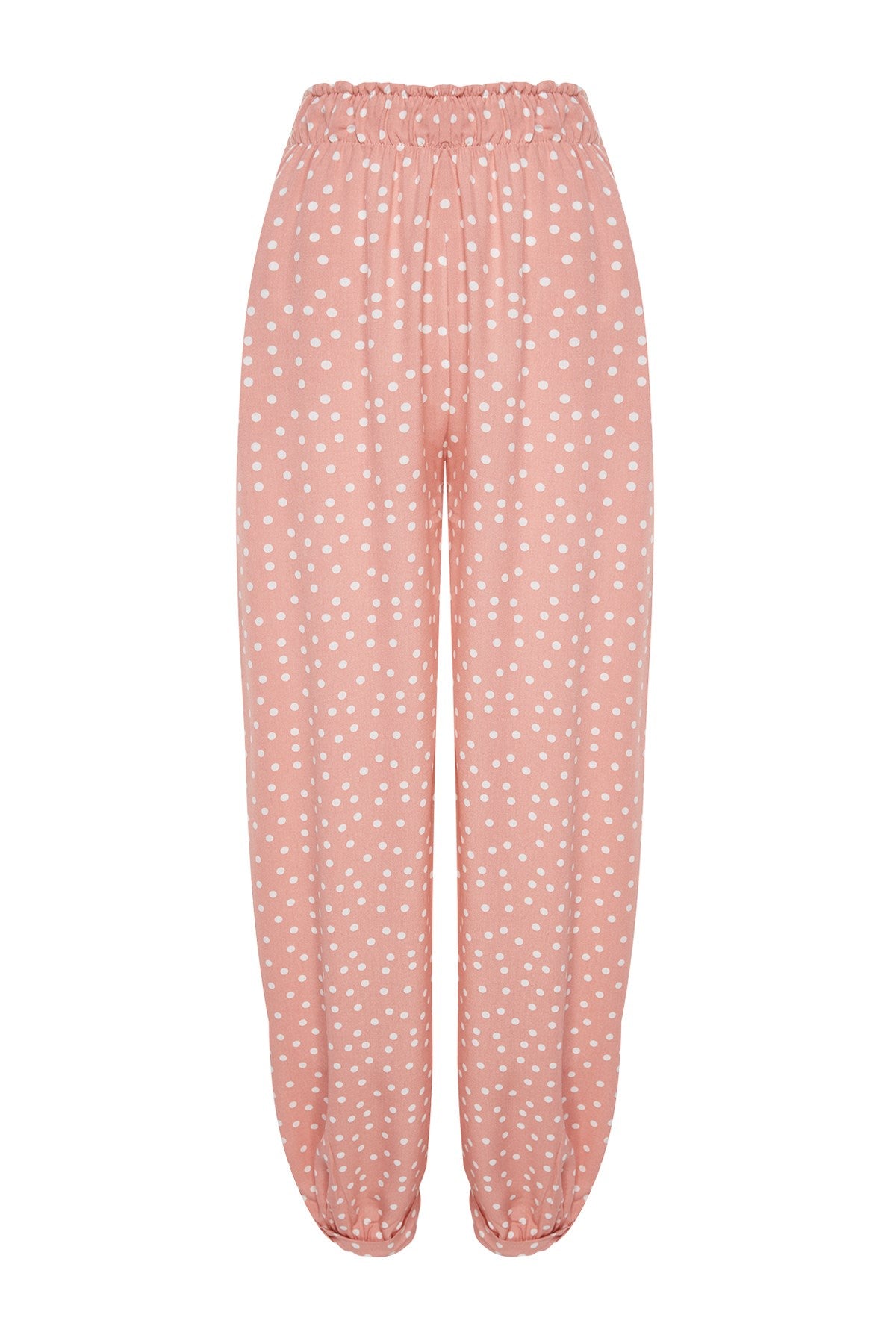 Powder Polka Dot Pocket Detailed Viscose Woven Pajama Bottoms Thmaw24pj00013