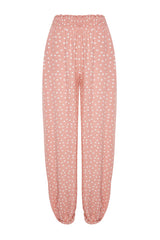 Powder Polka Dot Pocket Detailed Viscose Woven Pajama Bottoms Thmaw24pj00013