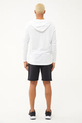 Men's White Organic Cotton Soft Hooded Long Sleeve Sports T-shirt 0811 Tb23my07s0811-1