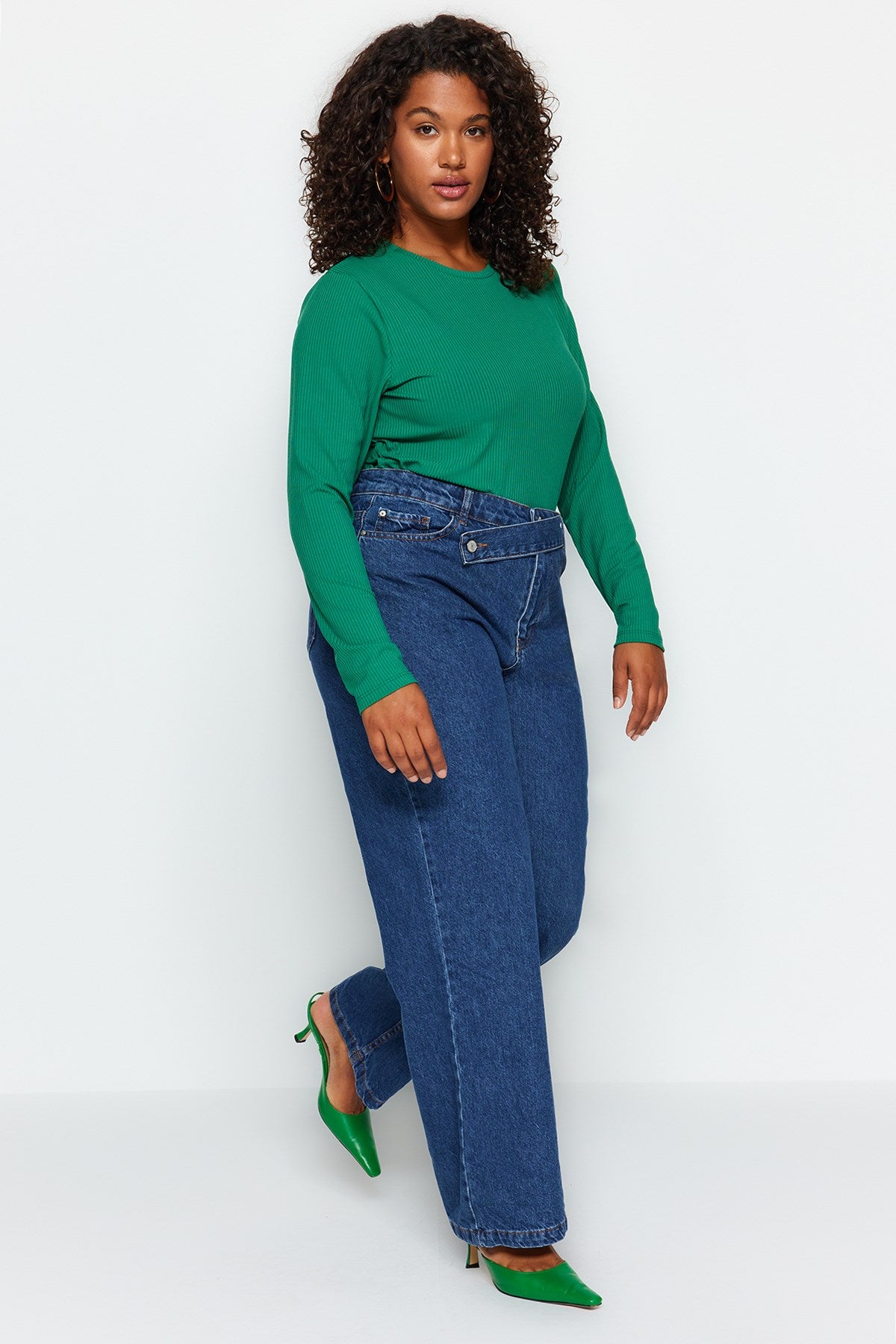 Blue Regular Waist Additional Feature Not Available Straight Plus Size Jeans Tbbaw24cj00003