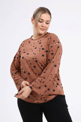 Star Printed Oil Wash Sweat-khaki Sea-sw2111