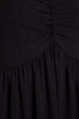 Black Plain A-line Mini Woven Plus Size Dress Tbbaw24ah00076