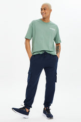 Men's Navy Blue Cargo Pocket Jogger Sports And Casual Solid Color Sweatpants 0399 Tb23ml05s0399-11