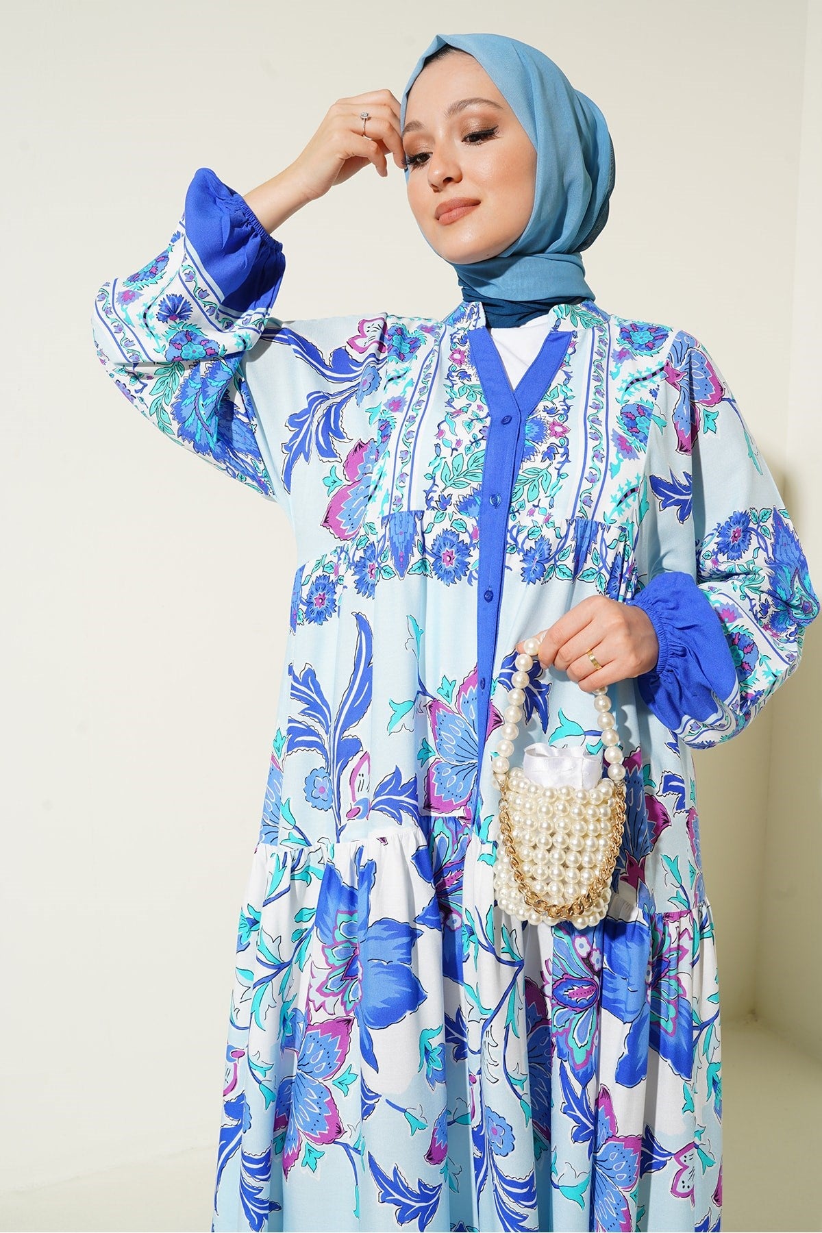 2423 Authentic Patterned Burkini Dress - D. Scissors 2423bgd19