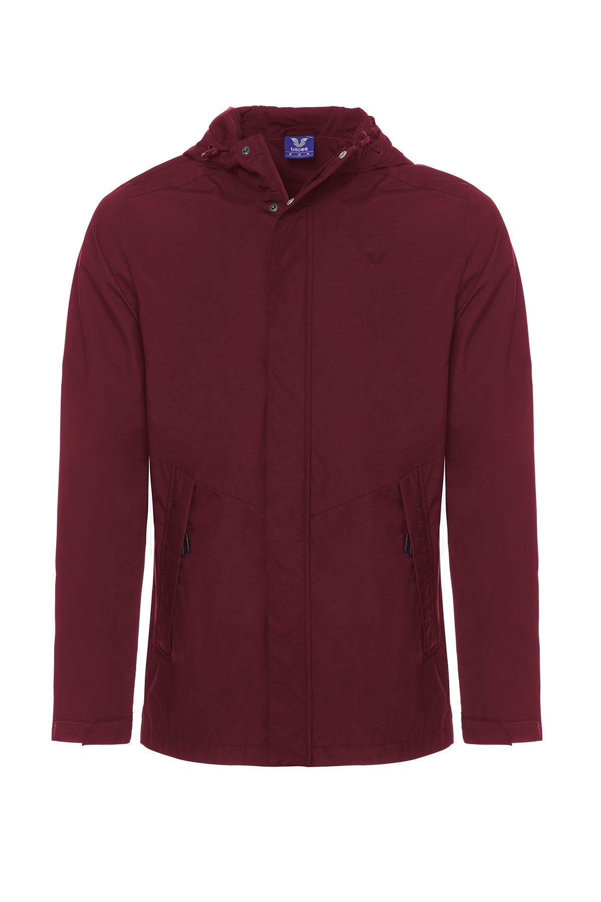 Men's Burgundy Hooded Zipper Raincoat 8437 Tb21ml23w8437-1