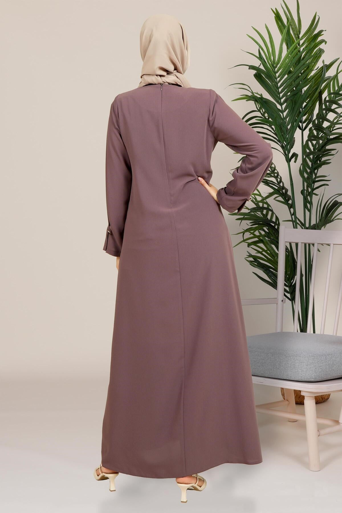 Ahusen Side Buckle Beige Burkini Dress 5457 T23el3m5457