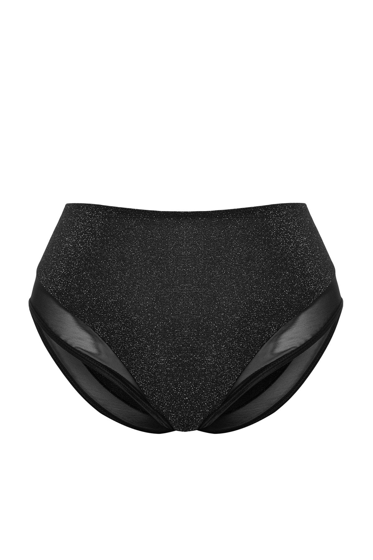 Black Shiny Mesh Detailed Panties Tbbaw24cm00003