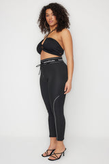 X Sagaza Studio Black Jumper Lanyard Bib Detailed And Push Up Stitched Sports Leggings Tclss23ty0000