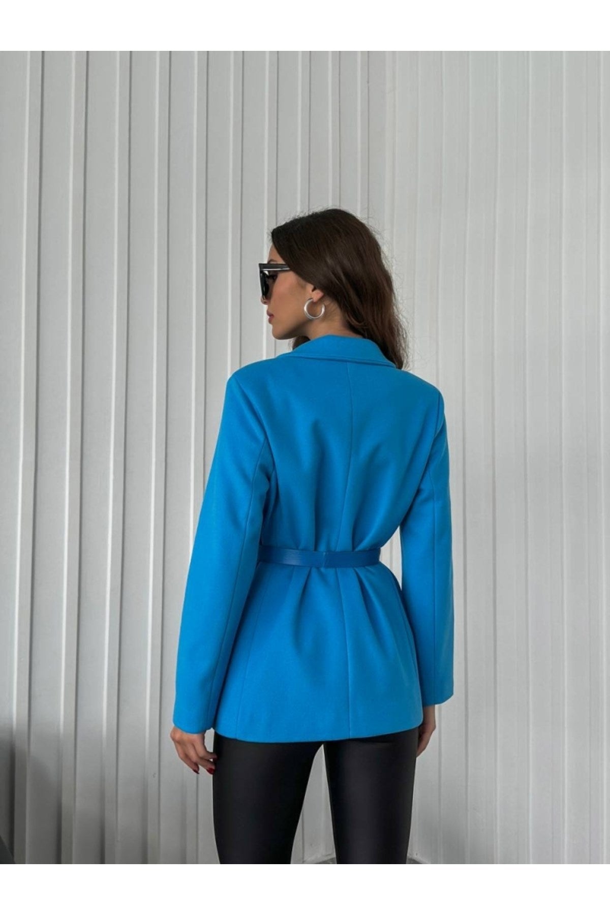 Classic Jacket With Blue Belt 9248