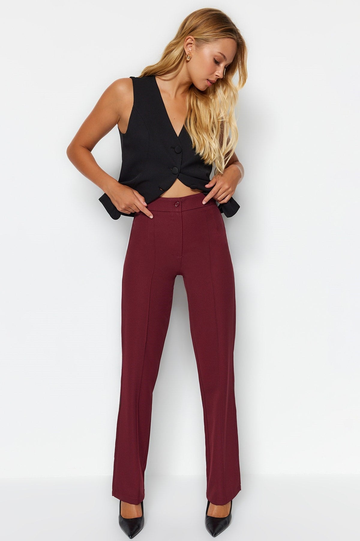 Black High Waist Woven Pants Twoss21pl0093