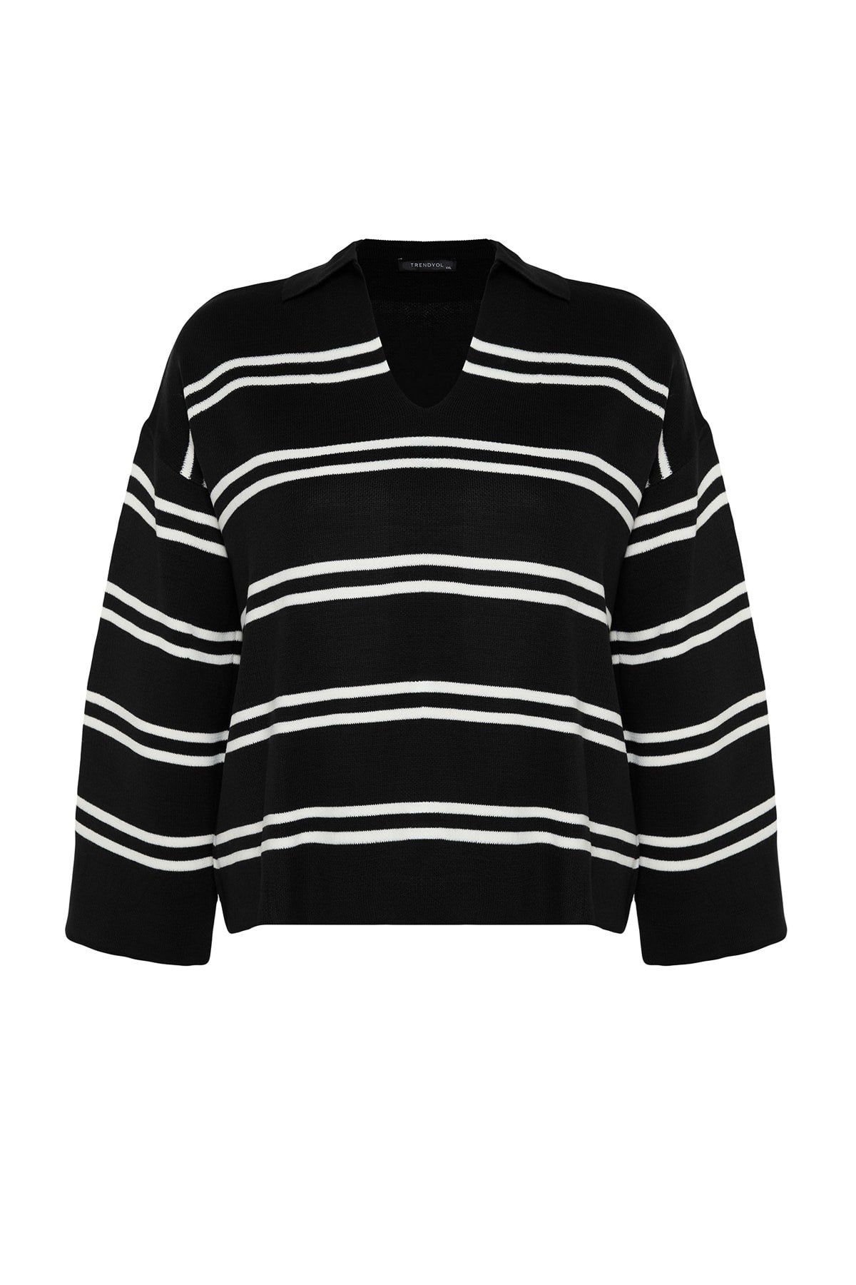 Navy Blue Striped Knitwear Sweater Tbbaw24an00013