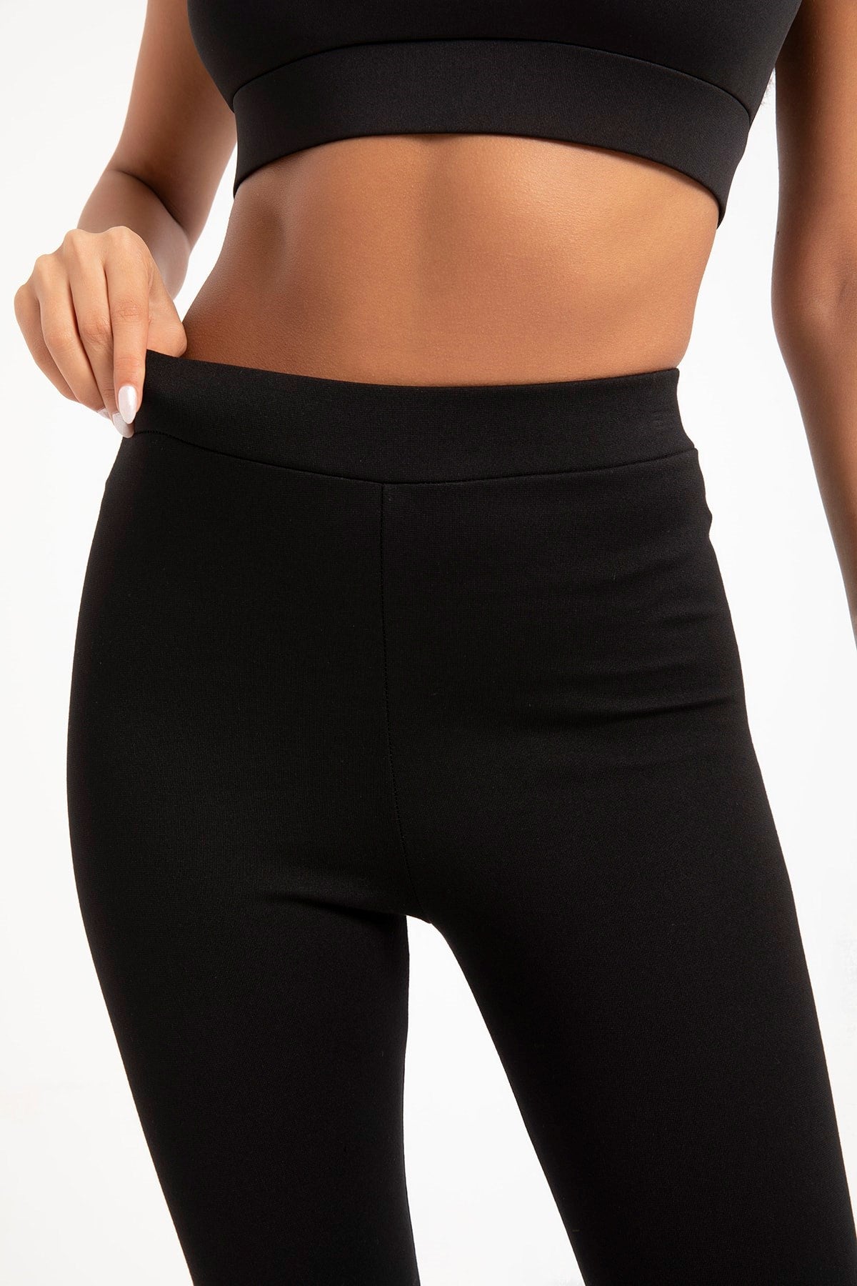 Women's Black Classic Straight Leggings 4001 Alm-4006