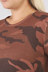 Camouflage Printed Sleeve End Staple Printed Tshirt-oil Sea-ts2127