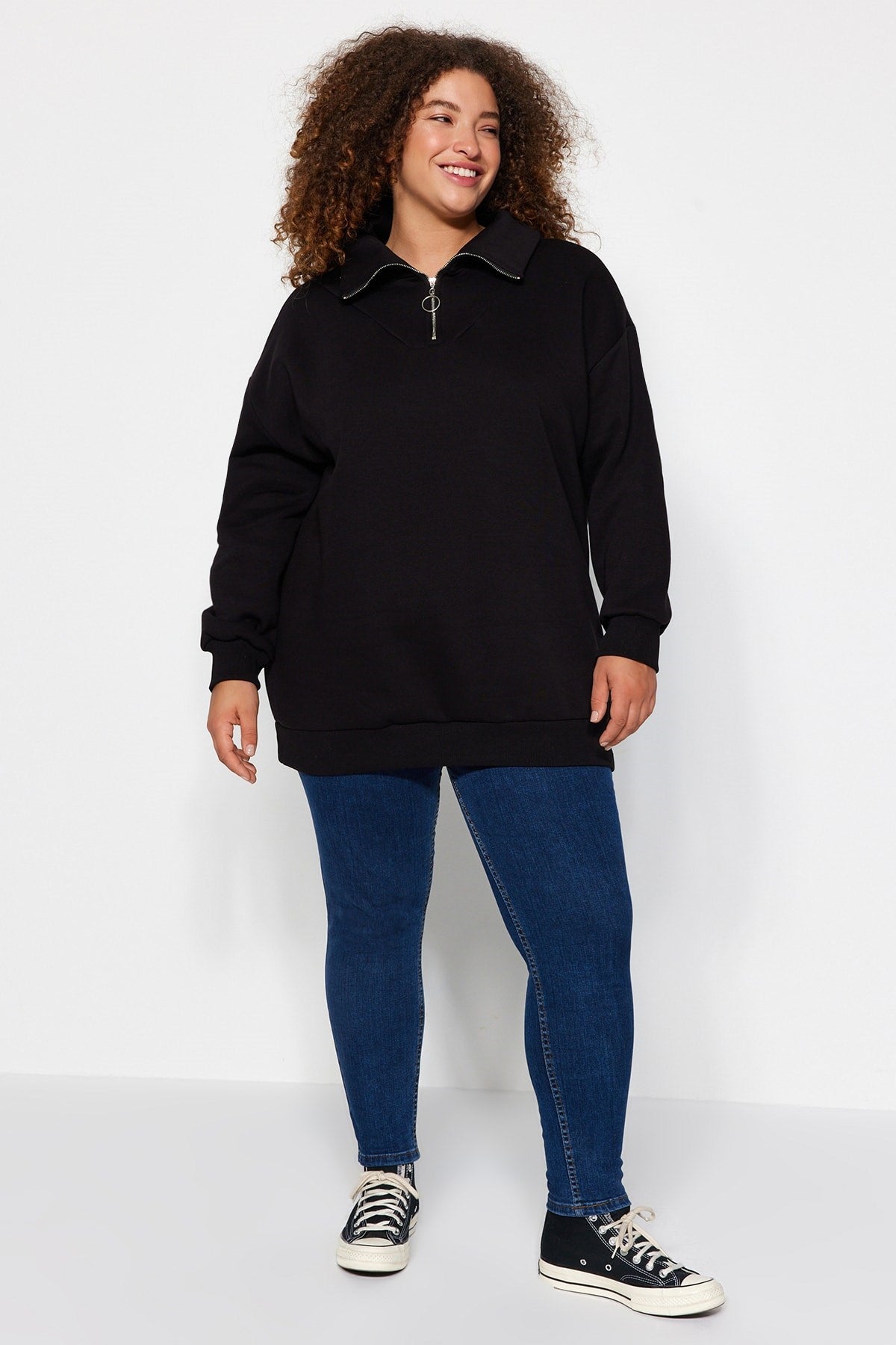 Black Plus Size Sweatshirt Tbbaw24ao00017