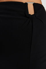 Black Crepe Buckle Slit Detailed Maxi High Waist Flexible Knit Skirt Twoaw24et00054