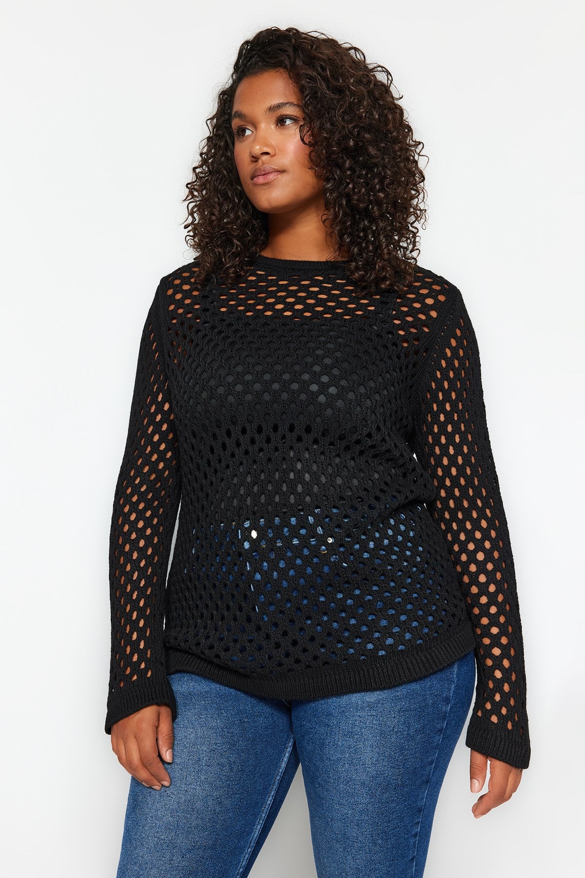 Black Open/perforated Knitwear Sweater Tbbaw24an00092