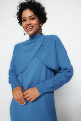 Indigo Bolero Detailed Knitwear Cardigan-dress Bottom-top Suit Tctaw24us00038