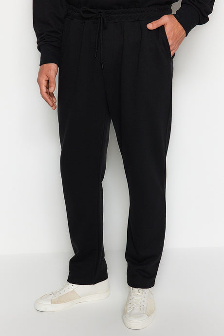 Limited Edition Black Men's Regular/regular Fit Thick Sweatpants Tmnaw24ea00023