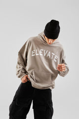 Elevate Printed Ice Grey Oversize Hoodie Flaw-093-038-006