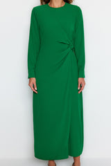 Green Accessory Detailed Aerobin Woven Dress Tctaw24eb00067