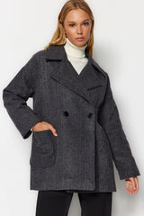 Anthracite Oversize Wide Cut Cashmere Coat Twoaw24kb00165