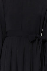 Black Belted Battery Detailed Aerobin Woven Dress Tctaw24eb00043