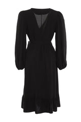 Black Double Breasted Woven Dress Tbbaw23ah00104