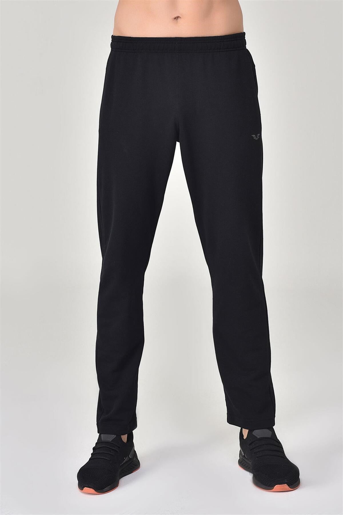 Men's Black Thin Cotton Breathable Honeycomb Flat Leg Sports Tracksuit Bottoms 0816 Tb23ml05s0816-1