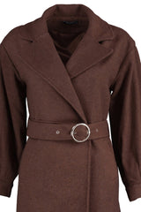 Stone Round Belt Long Woolen Cashmere Coat Twoaw20kb0029