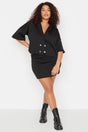 Black Jacket Collar Double-breasted Closure Oversize Knitwear Blouses&skirt Set Tbbaw23cp00041