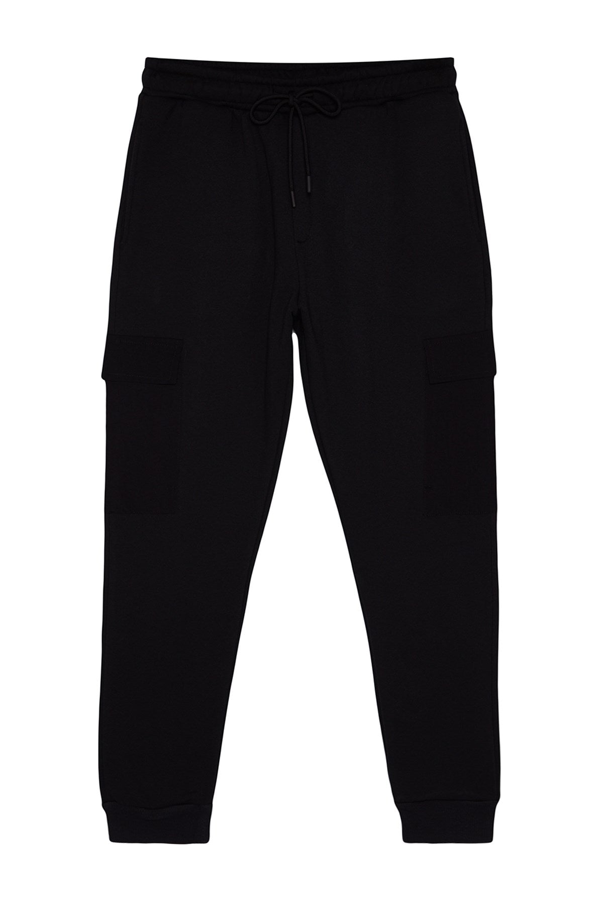 Black Men's Regular/regular Fit Technical Zip Cargo Pocket Sweatpants Tmnaw24ea00010