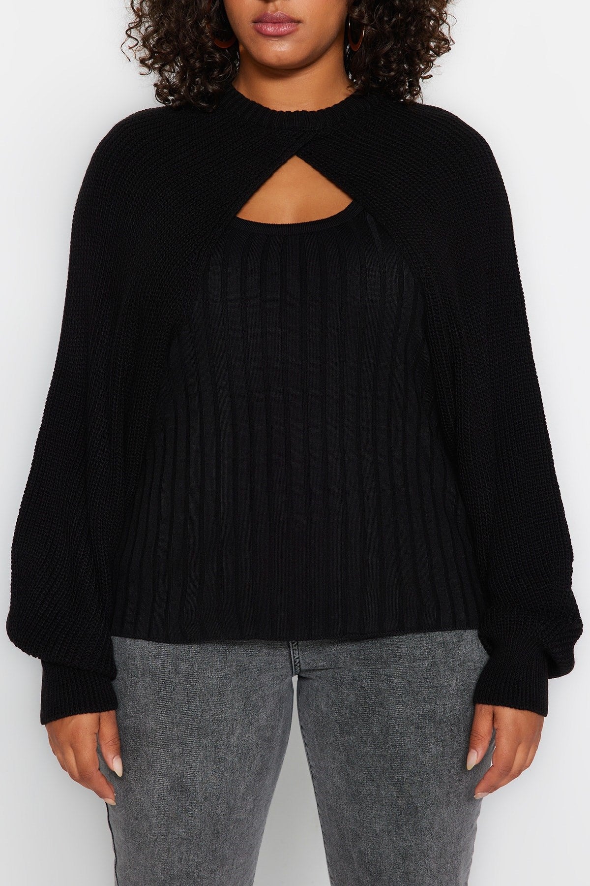 Black Collar Detailed Knitwear Sweater Tbbaw24an00027