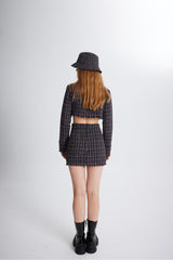 Tweed Fabric Mini Tweed Skirt Black Hlfw24-00004