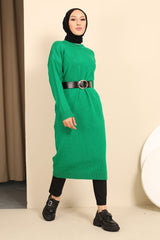 Orange Crew Neck Knitwear Dress Tunic Imj002592