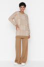 Camel Ponytail Patterned Sweatshirt-pants Knitwear Suit Tctaw23us00007