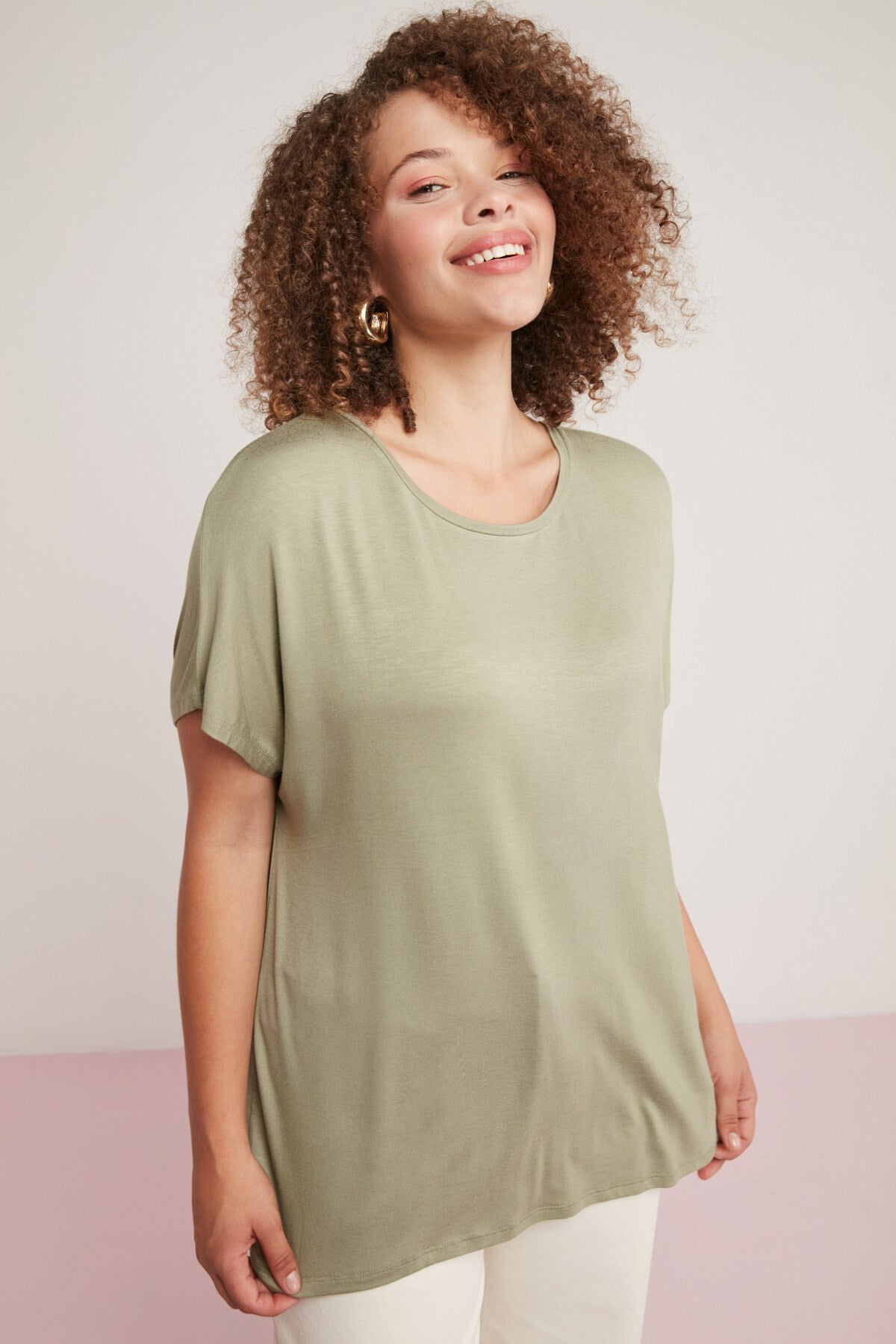 Amanda Women's Plus Size Viscose Blend Draped Oversize Tshirt Amanda01072023