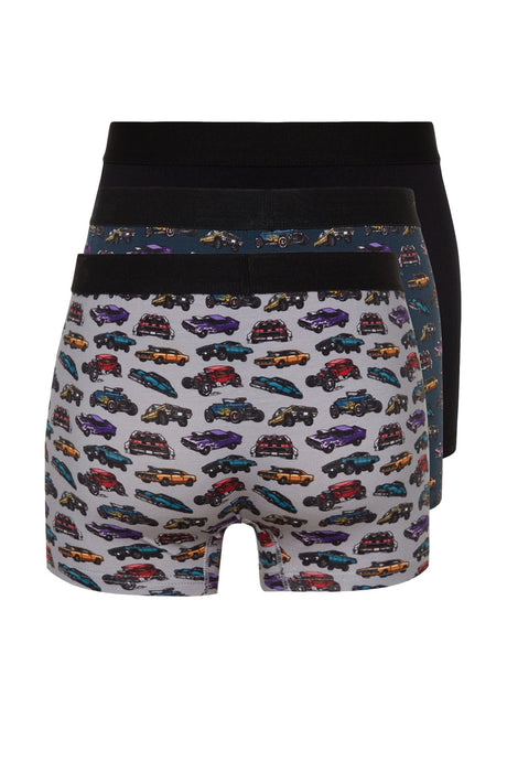 Multicolor Mens Car Patterned Cotton 3 Pack Boxer Tmnaw24bx00008