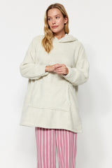 Cream Hooded Wellsoft Knitted Nightgown Thmaw24gc00008