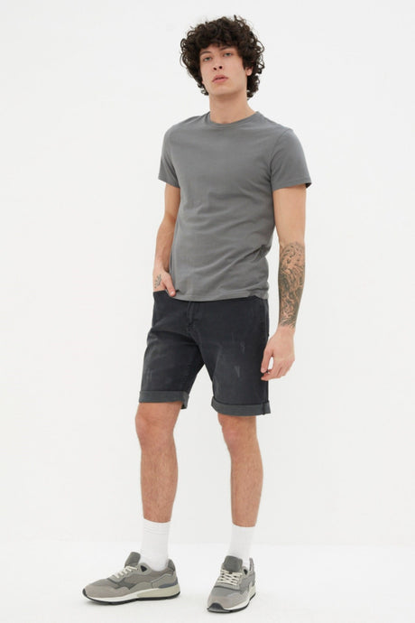 Anthracite Men's Slim Fit Rake Destroyed Denim Shorts Tmnss21sr0727