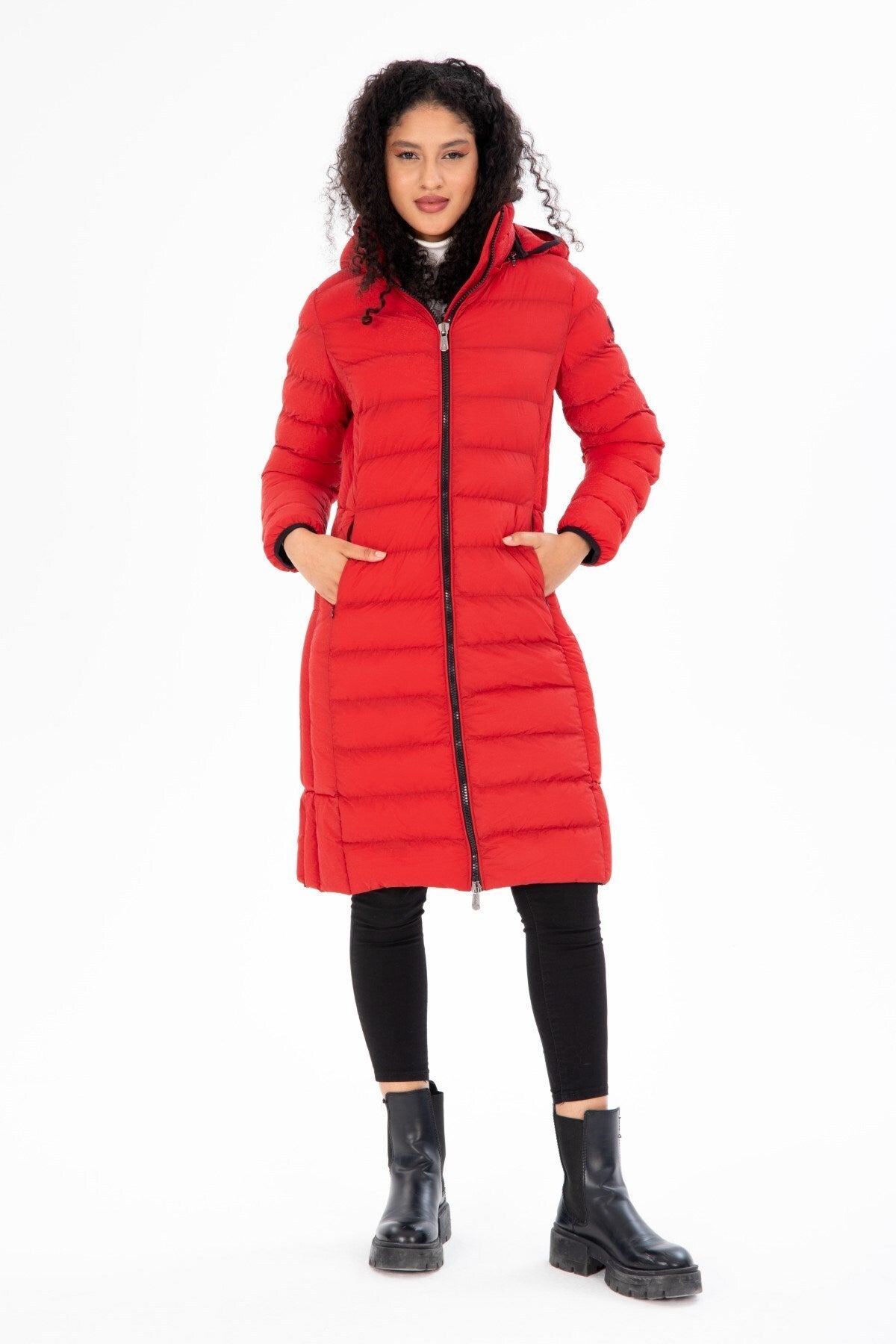 Women's Long Neck Detachable Hooded Padded Inflatable Coat 8664 Gfx8664