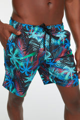 Multicolor Mens Tropical Printed Standard Size Swimsuit Marine Shorts Tmnss21ds0045