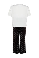 White Heart Pattern Knitted Pajama Set Tbbaw24ai00012