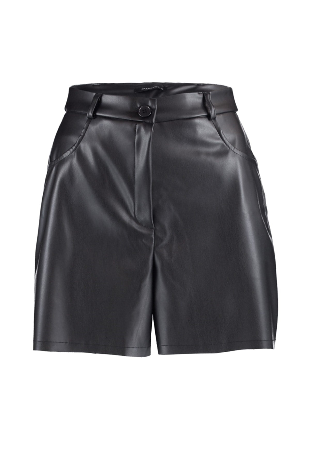 Woven Faux Leather Shorts With Black Pockets Twoaw21sr0014