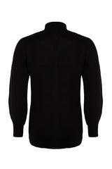 Black Shoulder Detailed Turtleneck Knitwear Sweater Tbbaw24an00002