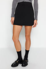 Black Interlock High Waist Zipper Mini Knit Skirt Twoaw24et00195