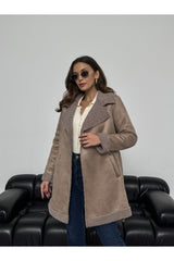 Suede Coat With Mink Fur 20097