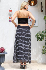 Women Grey Italian Batik Pattern High Corset Lined Silk Skirt M10110000et99158