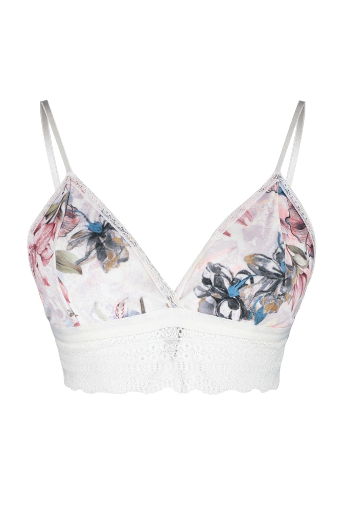 Multicolor Floral Velvet Bra Tbbss23cw00008